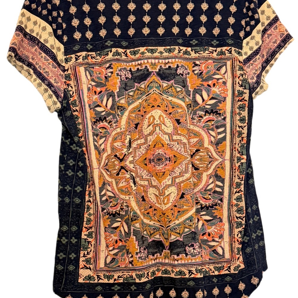 Lucky Brand Boho Boho Mandala Top XL • Mixed Print Short‎ Sleeve Tee XL - Picture 2 of 2